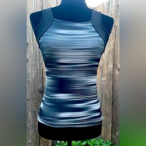 Adidas Blue Gray Fitted Ruched Tank Top